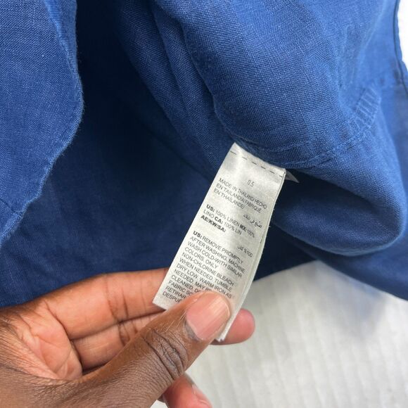 Chicos No Iron Linen Shirt Blue Button Down 3/4 Sleeve Collared Top Small .5 - Picture 8 of 10